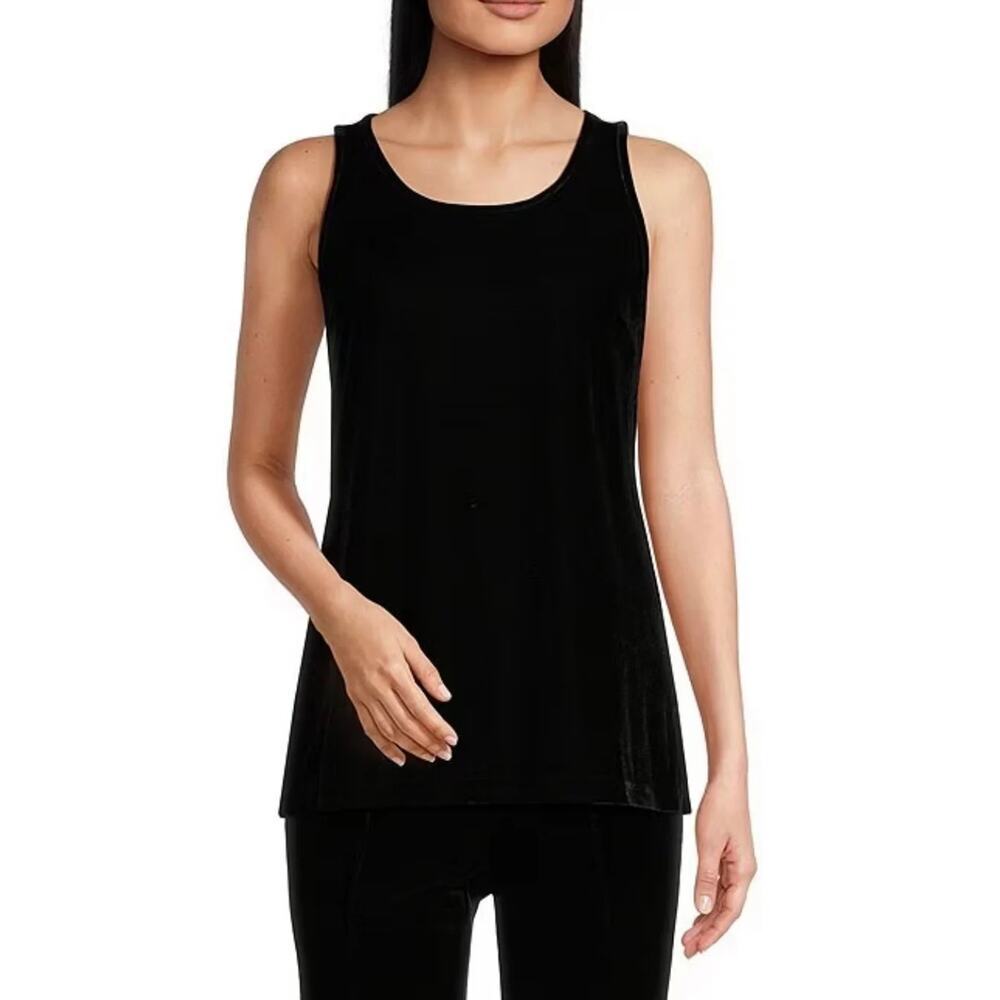 John Mark Black Velvet Scoop Neck Tunic Tank Top New Size Small J43650TM $44